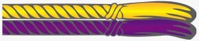 Amarela / Roxa corda — doubled rope cord with knot and tassels