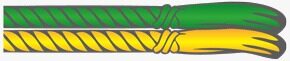 Verde / Amarela corda — doubled rope cord with knot and tassels